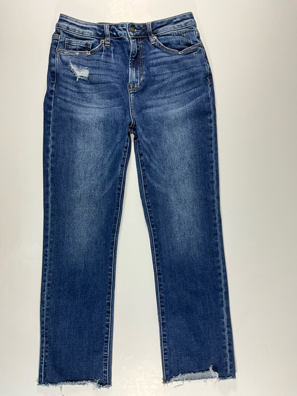 Mica Super High Rise Straight Leg Distressed Jeans Size 28 MDP-T1280DK Dark Wash